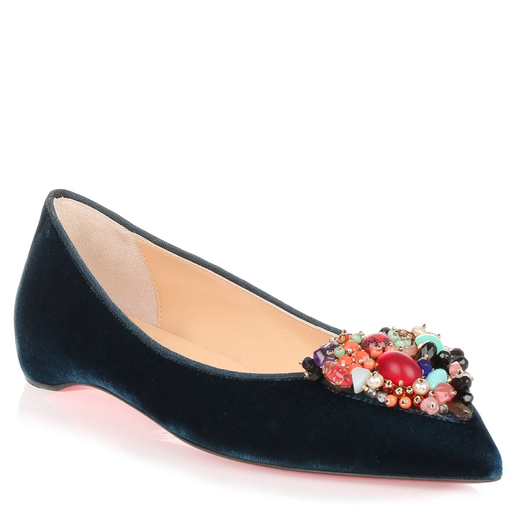 Diva Cora petrol velvet flat