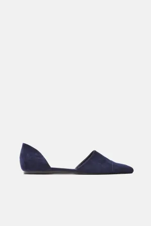 D'Orsay Flat - Navy Suede