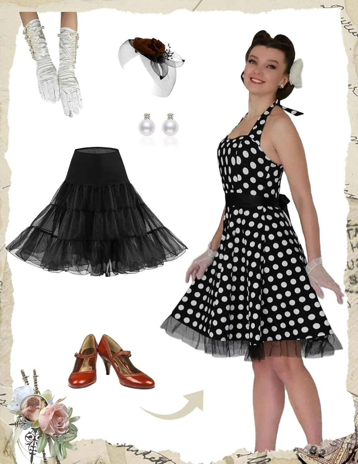DRESSTELLS 50s Petticoat Skirts Women Vintage Tutu Underkirt Retro Crinoline
