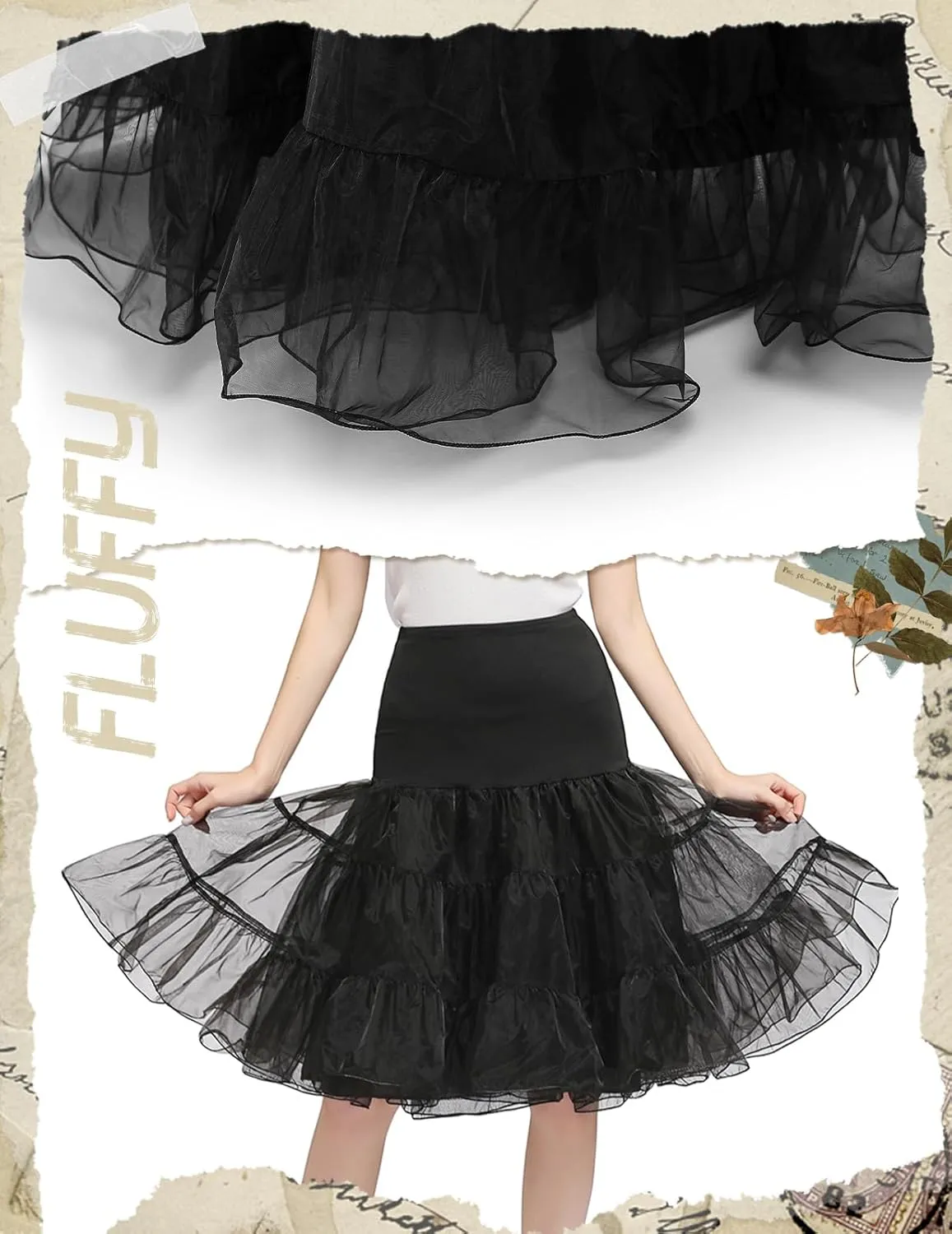 DRESSTELLS 50s Petticoat Skirts Women Vintage Tutu Underkirt Retro Crinoline