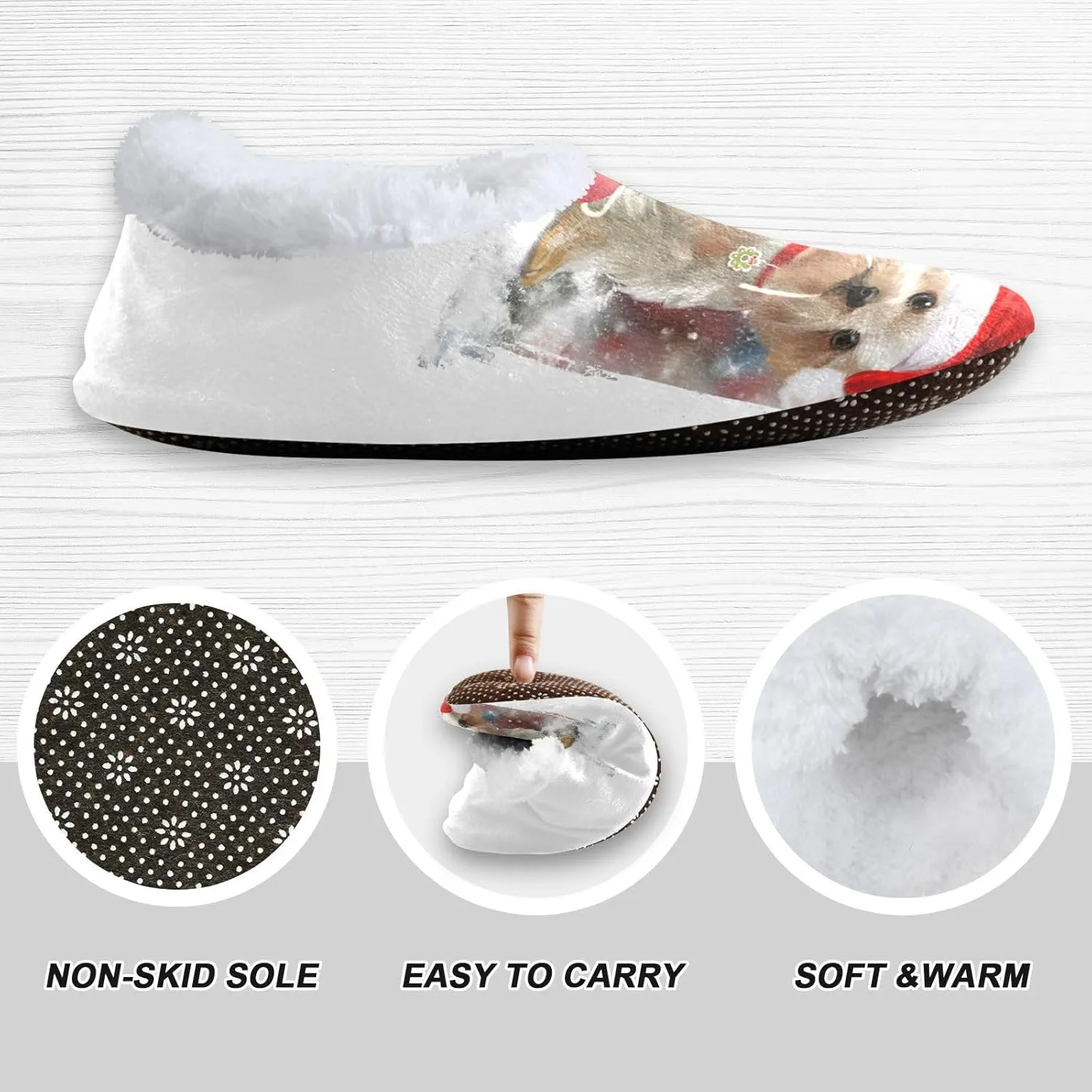 Dussdil Christmas Puppy Home Winter Slippers Spa Travel House Slipper Soft Memory Foam Slipper Non Slip for Women Men Hotel Bedroom Shoes Slippers M