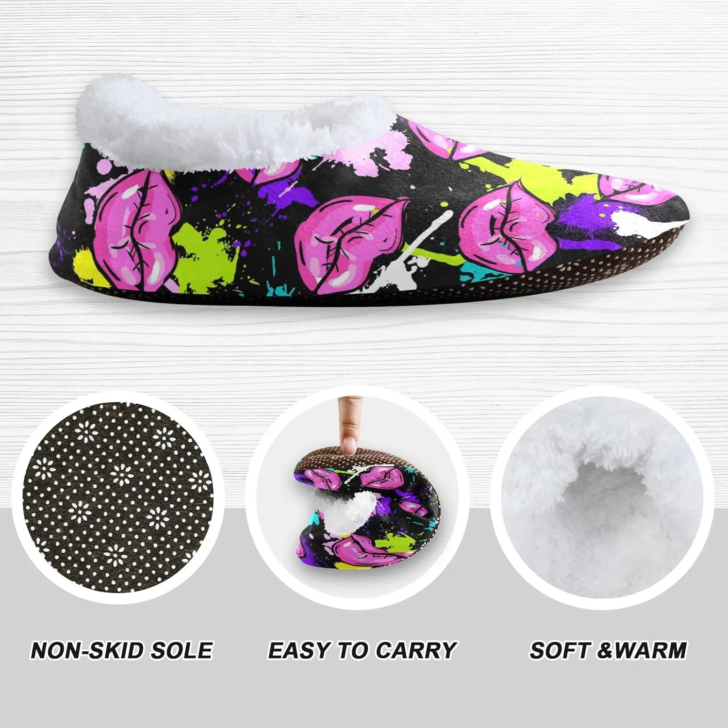 Dussdil Home Winter Slippers Spa Travel House Slipper Soft Memory Foam Slipper Non Slip for Hotel Bedroom Shoes Slippers