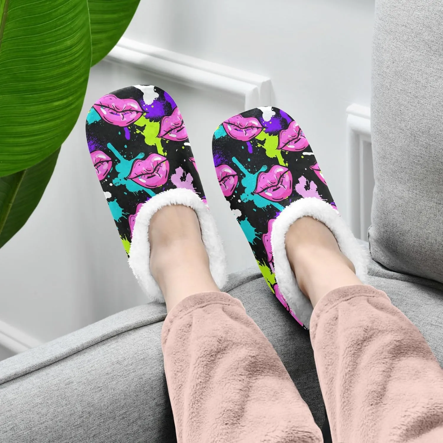 Dussdil Home Winter Slippers Spa Travel House Slipper Soft Memory Foam Slipper Non Slip for Hotel Bedroom Shoes Slippers