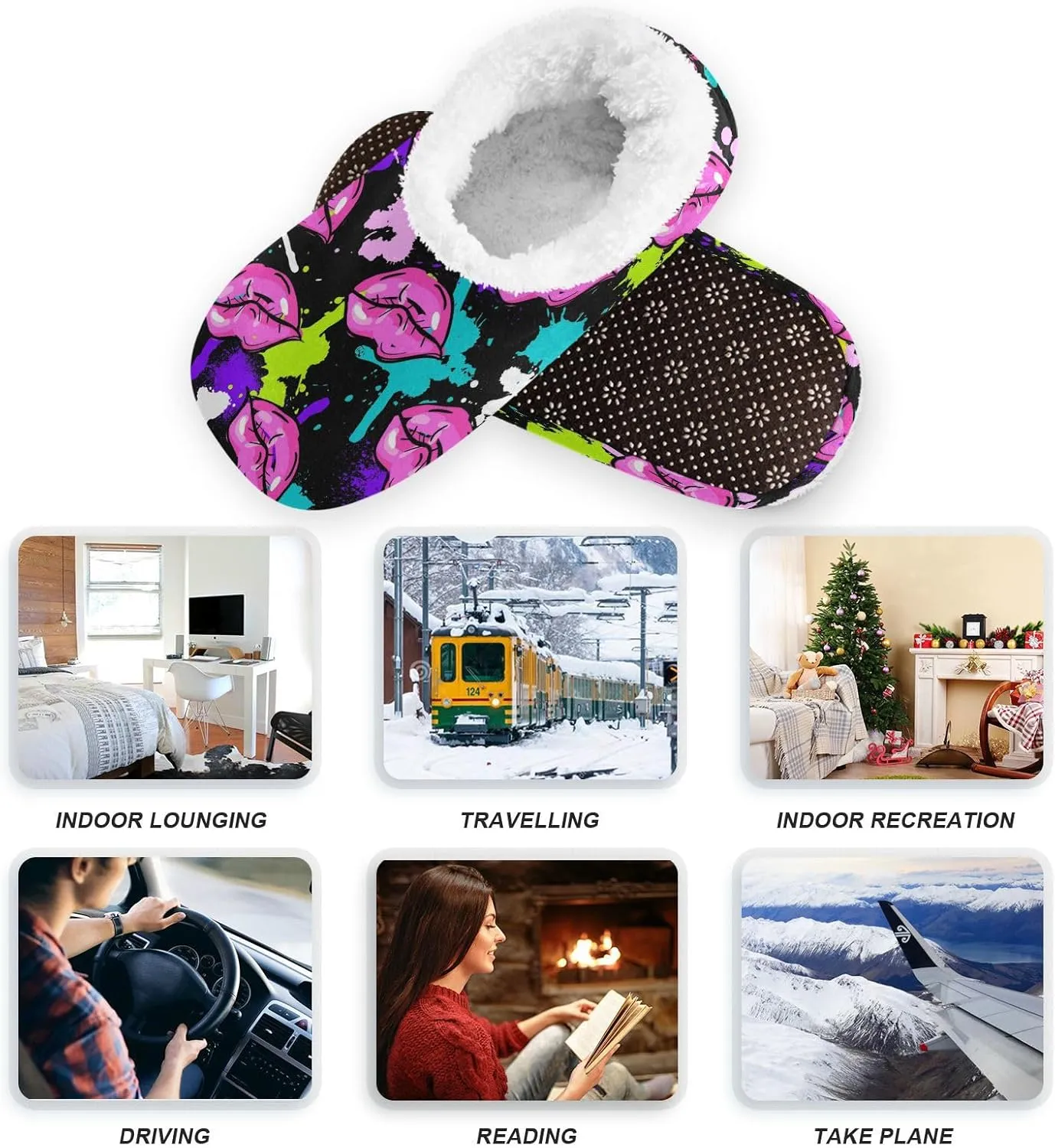 Dussdil Home Winter Slippers Spa Travel House Slipper Soft Memory Foam Slipper Non Slip for Hotel Bedroom Shoes Slippers