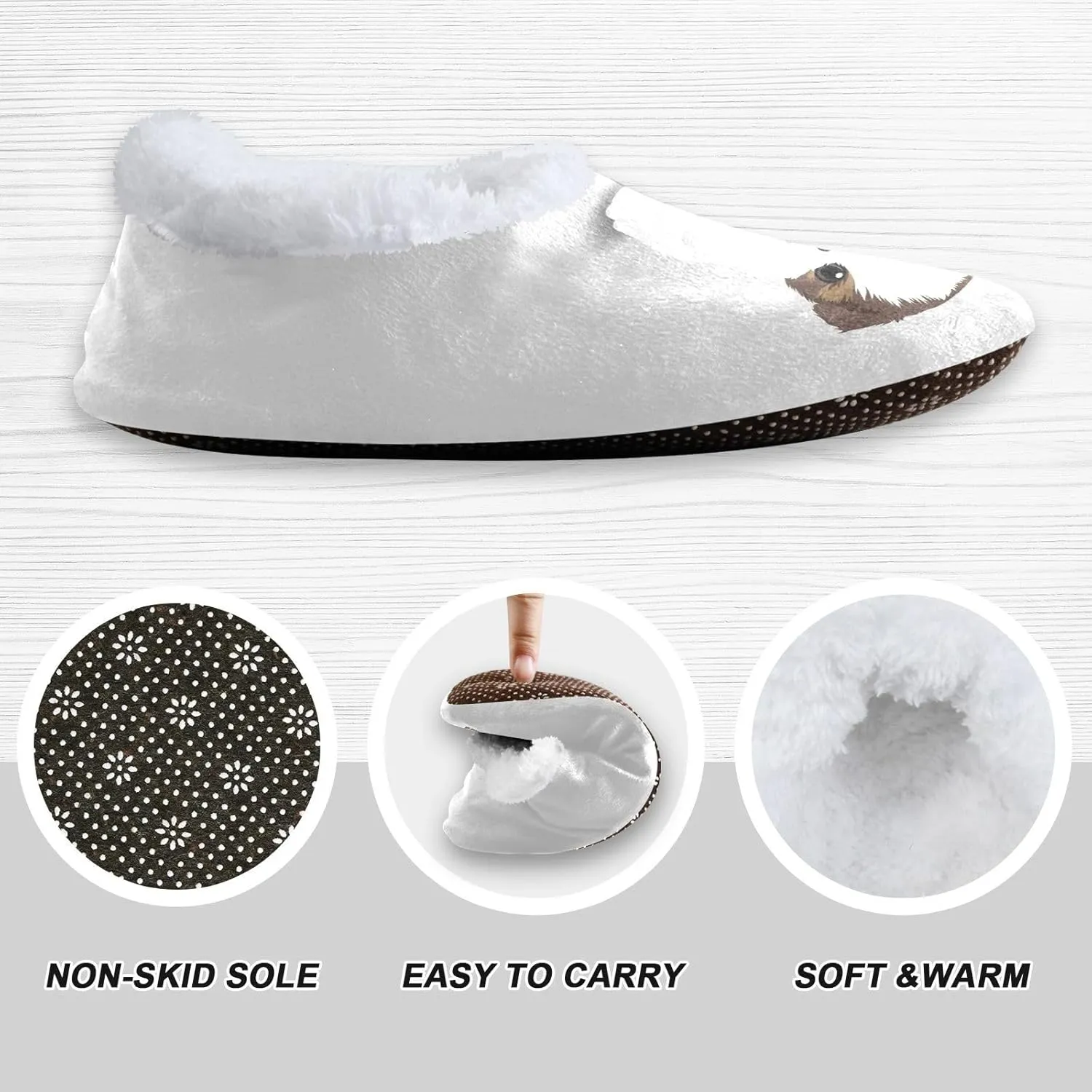 Dussdil Shih Tzu Puppy Dog Home Winter Slippers Spa Travel House Slipper Soft Memory Foam Slipper Non Slip for Women Men Hotel Bedroom Shoes Slippers M
