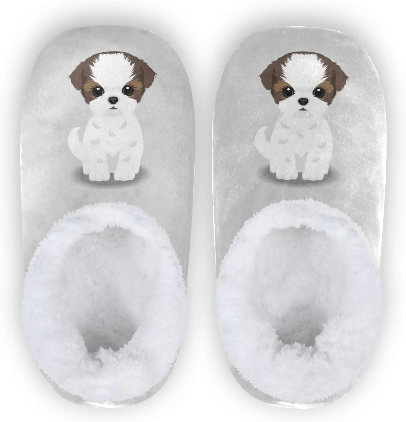 Dussdil Shih Tzu Puppy Dog Home Winter Slippers Spa Travel House Slipper Soft Memory Foam Slipper Non Slip for Women Men Hotel Bedroom Shoes Slippers M