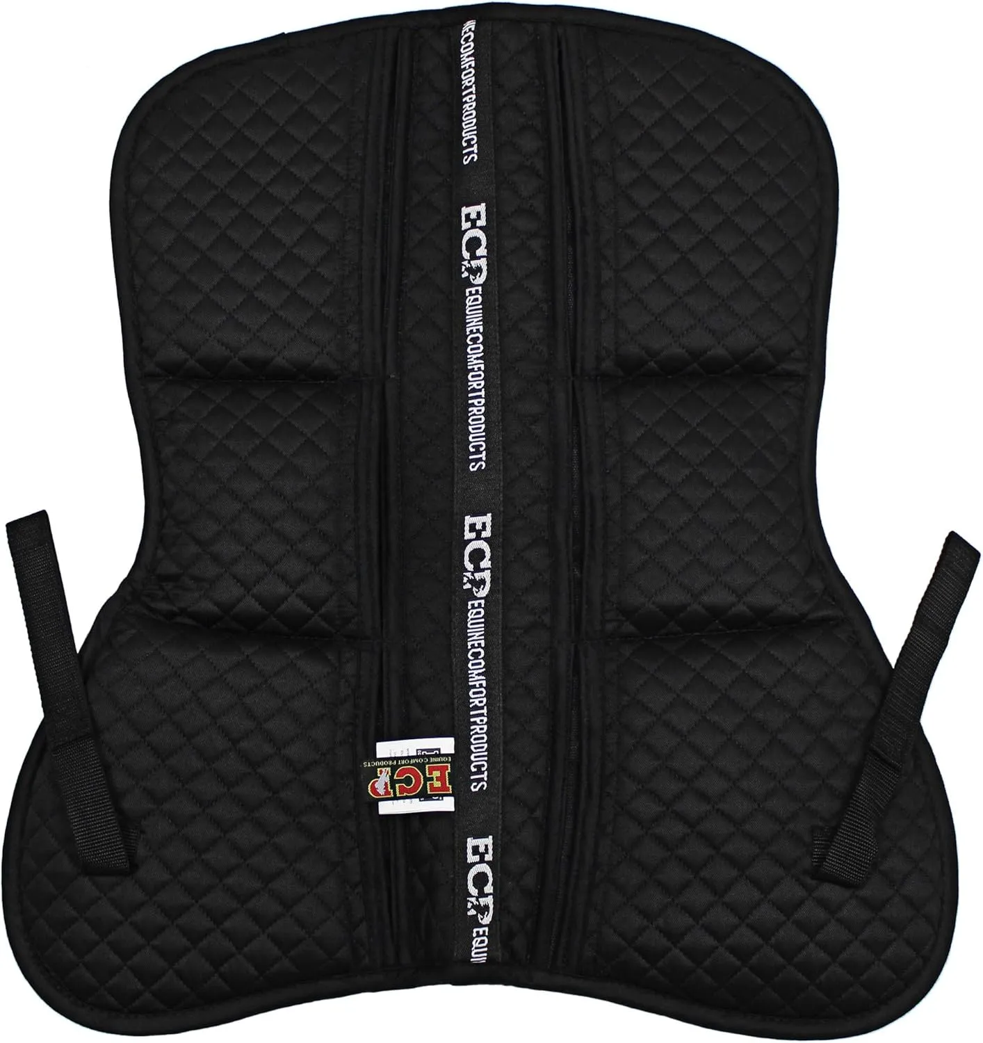 ECP Equine Comfort Products All Purpose Diamond Quilted Poly Cotton English Half Saddle Pad with Therapeutic Contoured Correction Support Pockets, 18 Memory Foam Shims Included