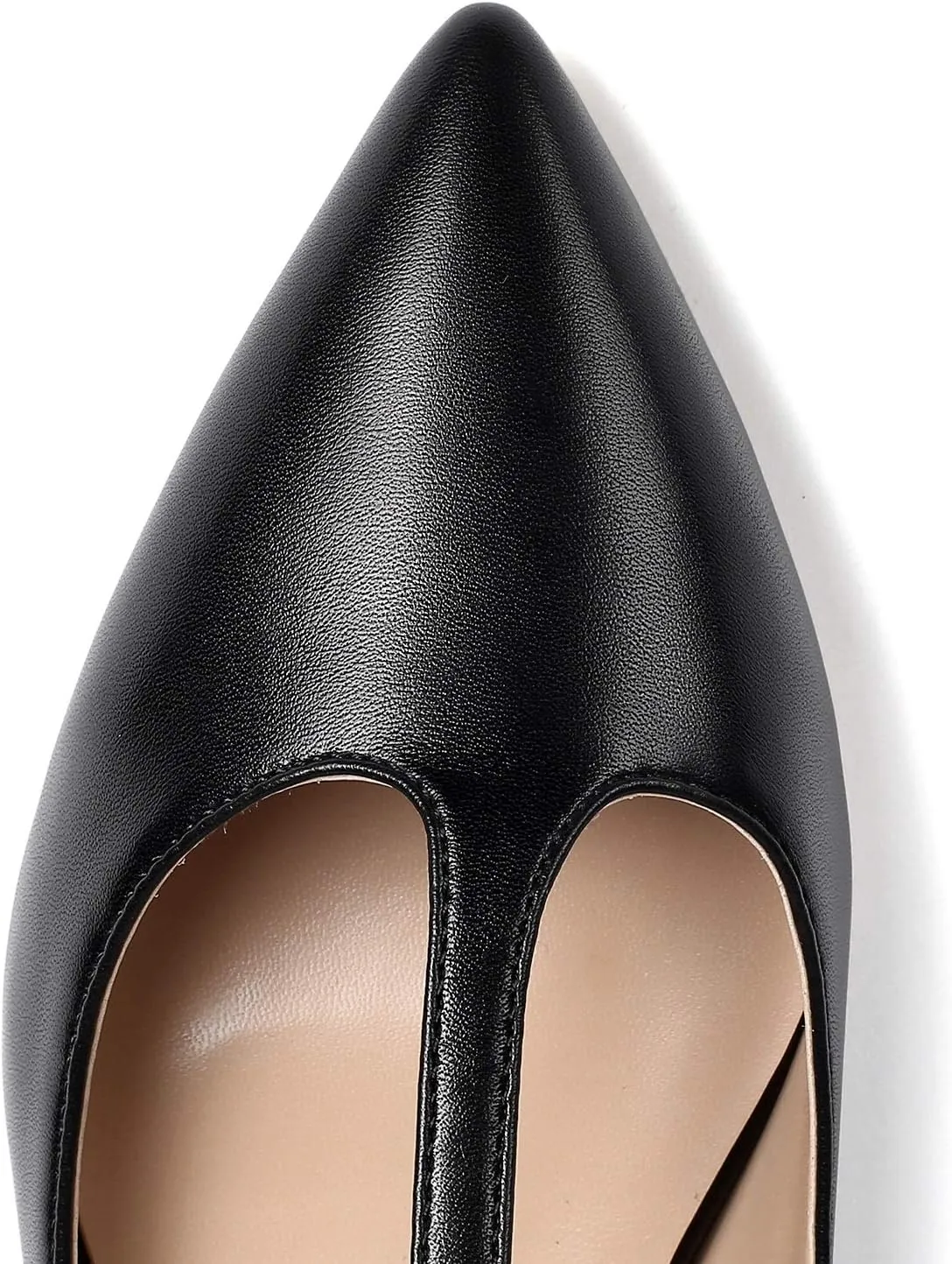 Eldof Women's Pointed Flat Pumps, T-Strap Flat Pumps, Comfortable Flat for The Office Wedding and Dress