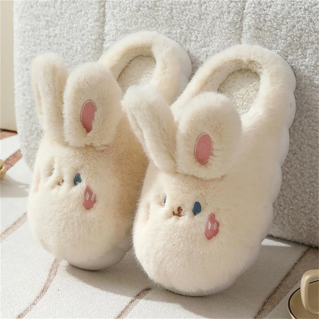 ELONEL Cute Rabbit Slippers for Women's Home - Couple Animal Anti-Slip and Warm External Wear With Soft Sole Plush
