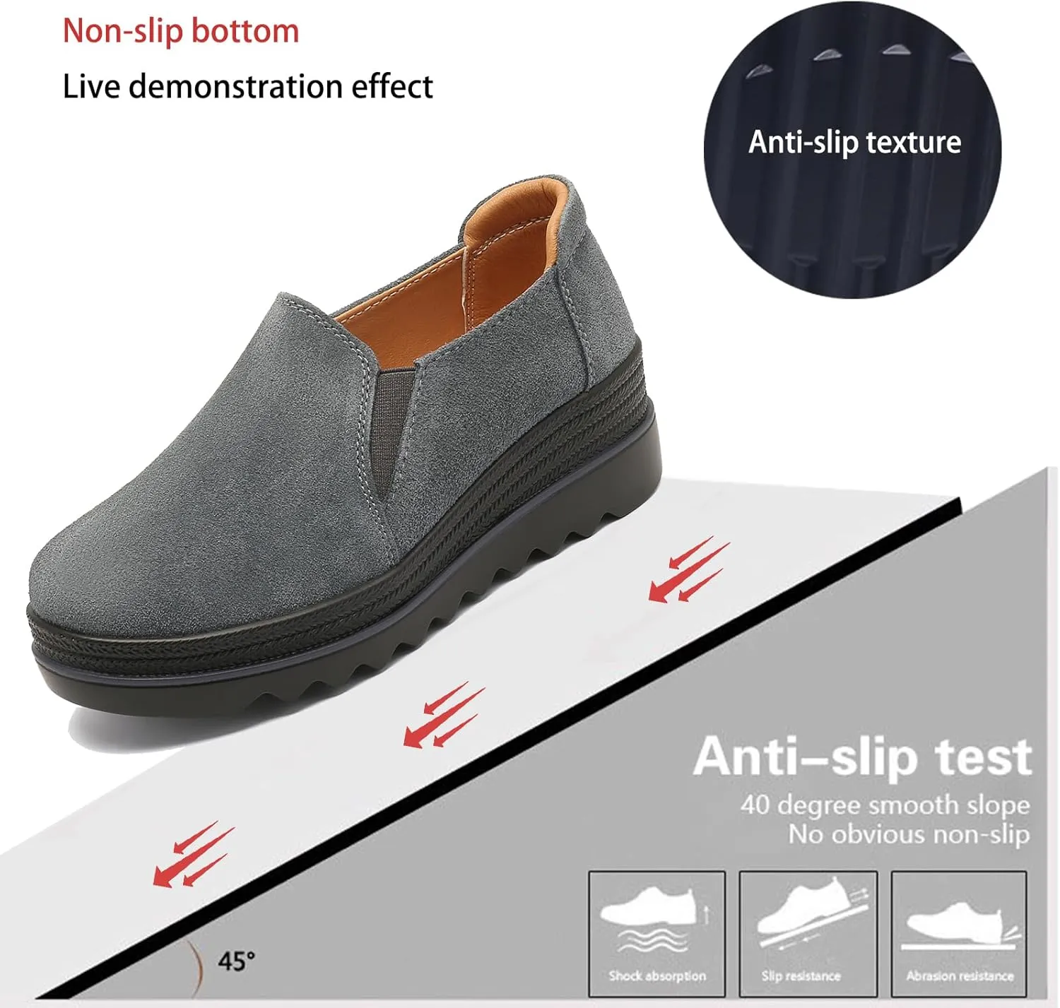EnllerviiD Women's Platform Loafers Slip-On Comfortable Suede Moccasins Wedge Penny Loafers Casual Business Work Shoes