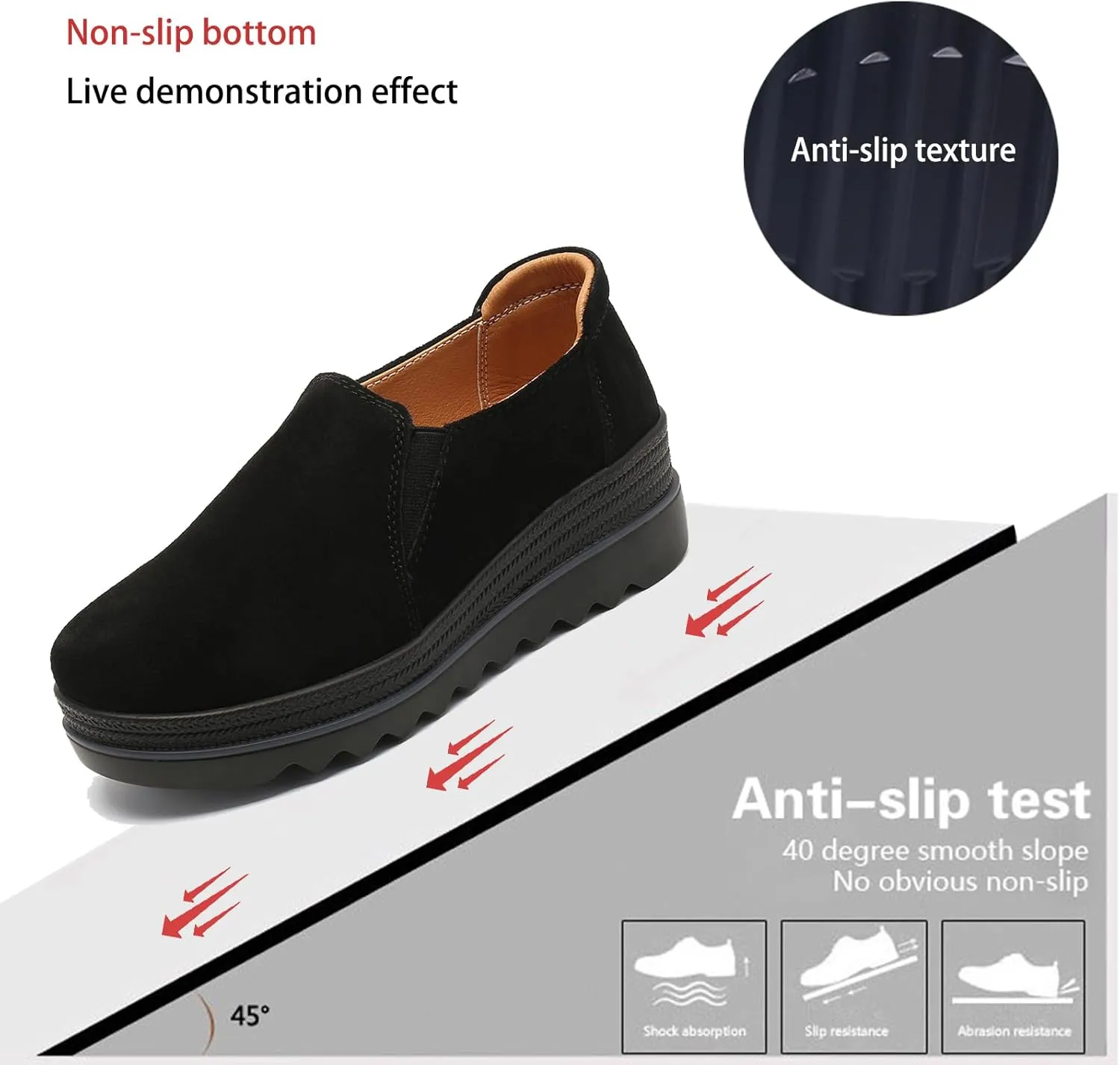 EnllerviiD Women's Platform Loafers Slip-On Comfortable Suede Moccasins Wedge Penny Loafers Casual Business Work Shoes