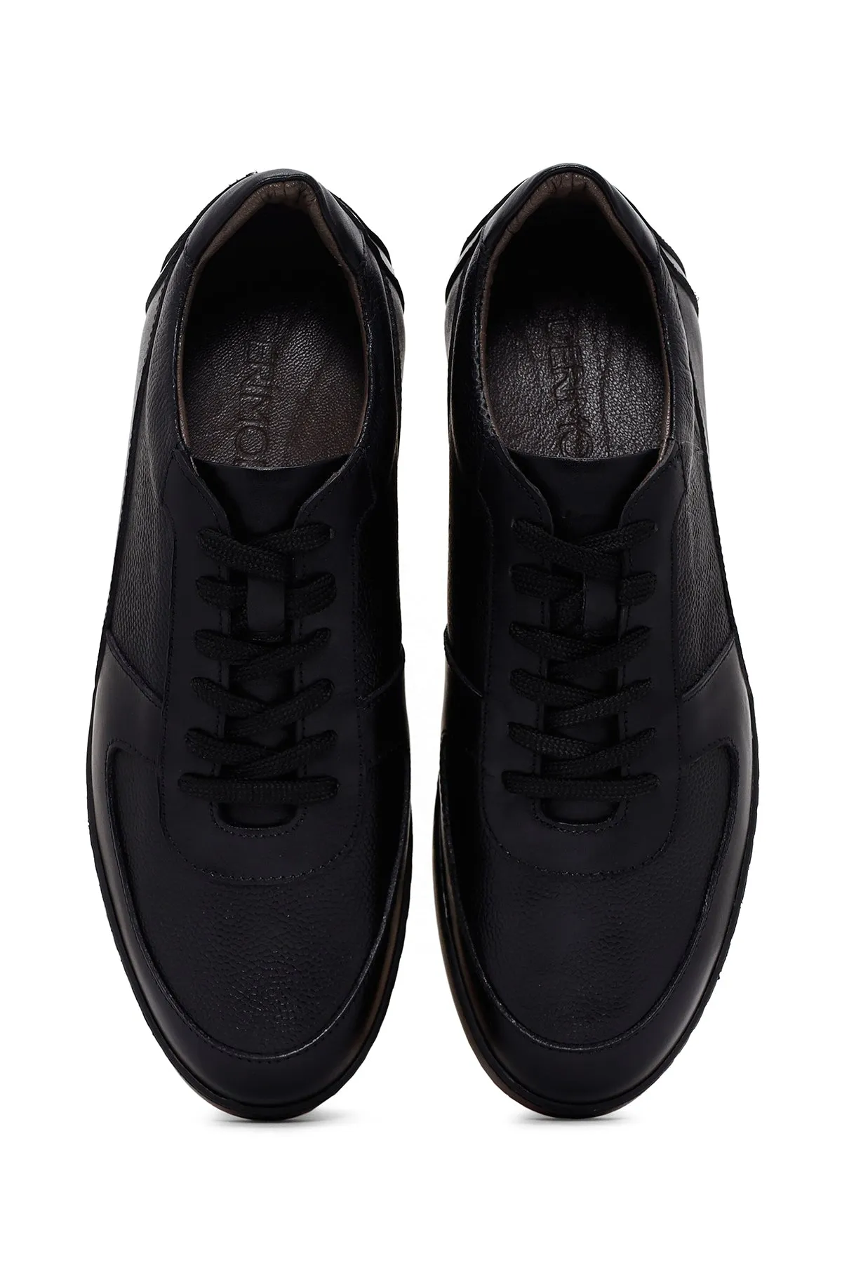 Erkek Lacivert Deri Casual Sneaker