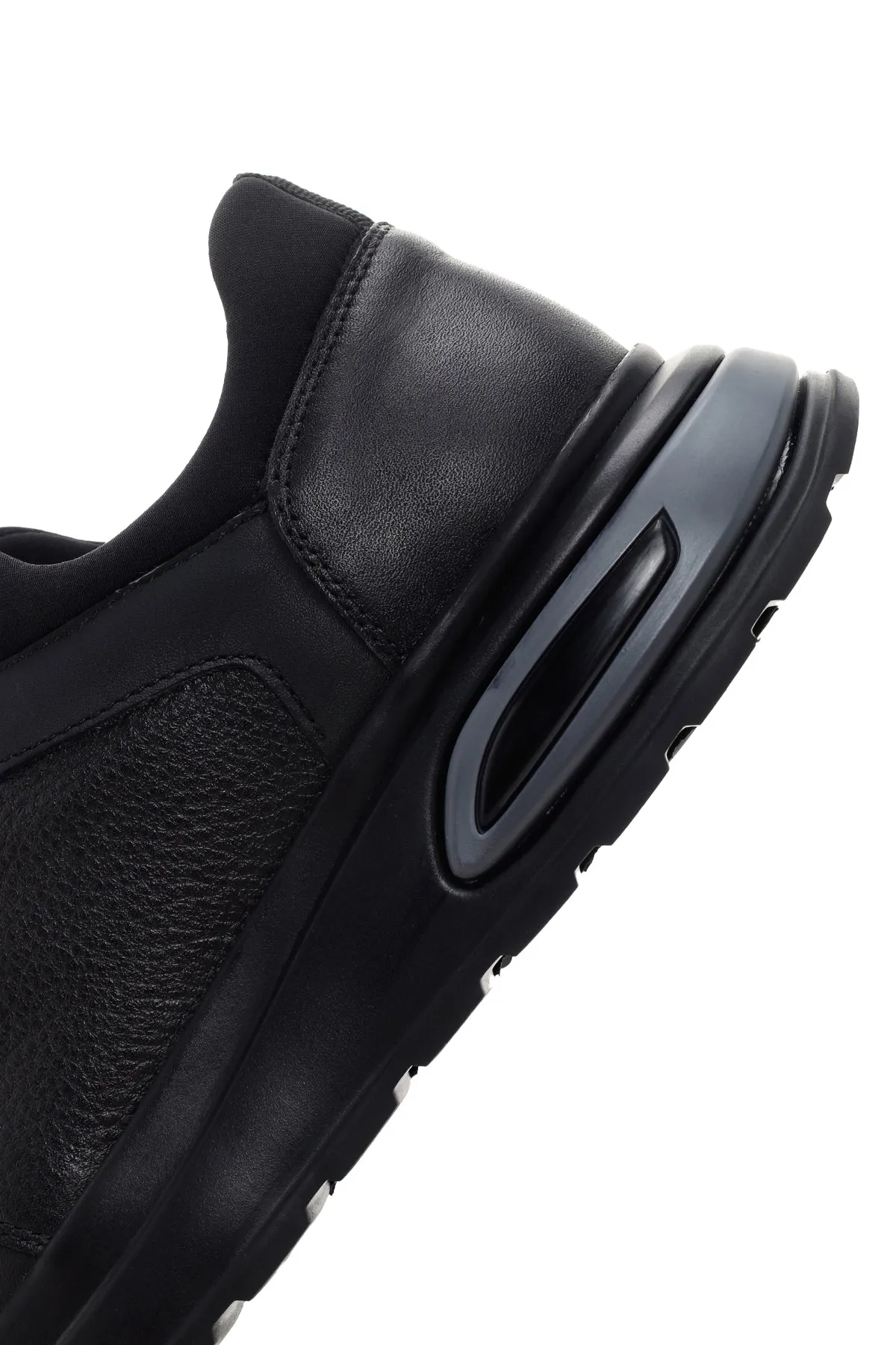 Erkek Siyah Bağcıklı Deri Casual Sneaker