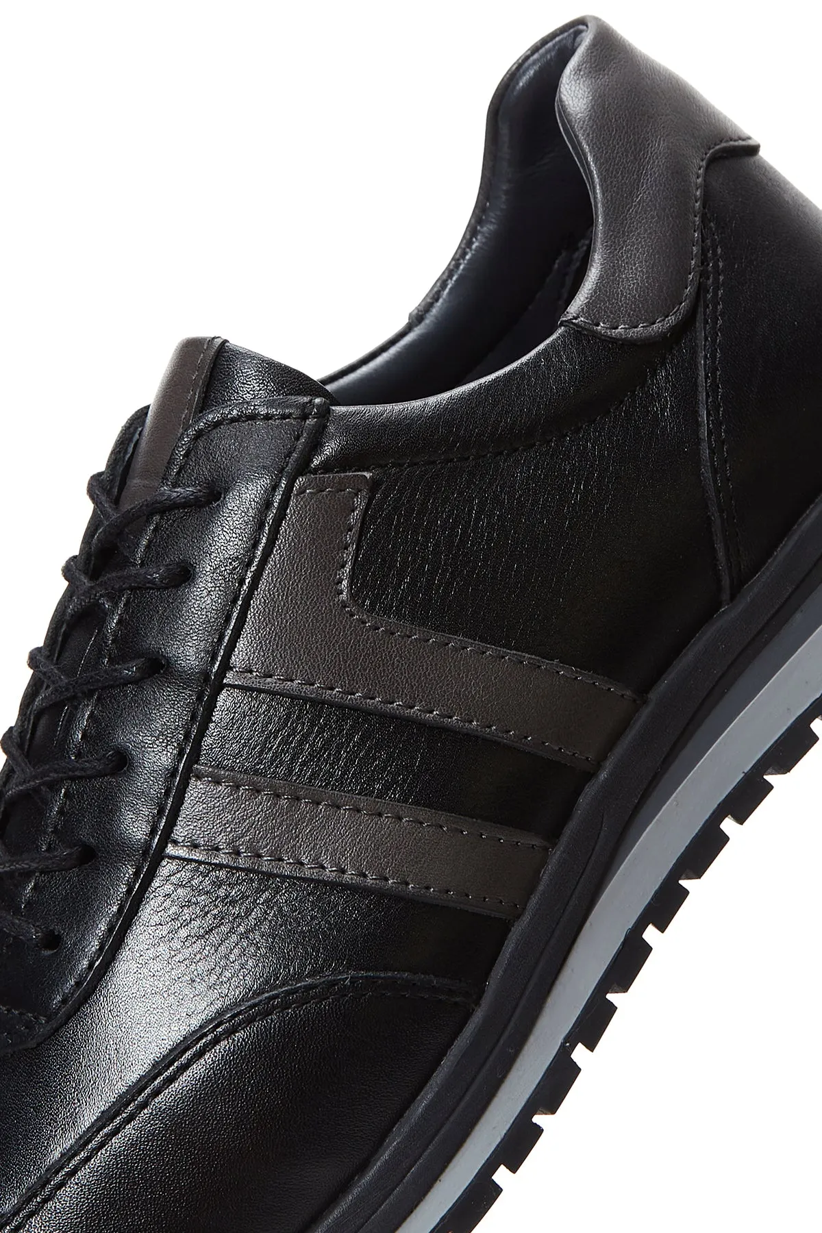 Erkek Siyah Deri Casual Sneaker