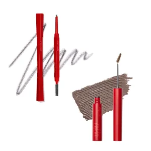 espoir Eyebrow Makeup Duo｜Balance Pencil #Ash Brown   Color Fixing Cara #Cool Gray｜Easy and quick｜Longlasting Color with no smudge｜Korean Eyebrow Makeup