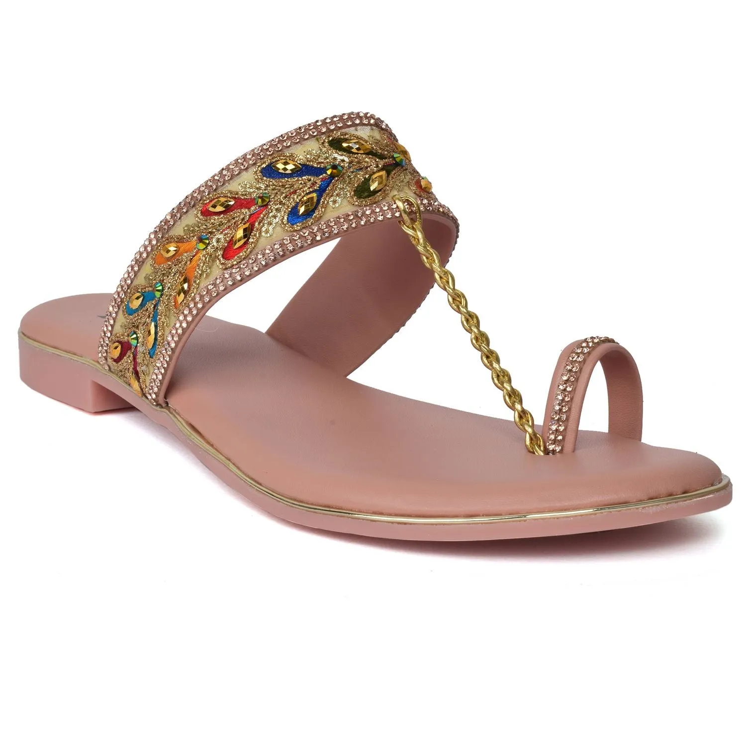 Eye-Catching Kolhapuri Embroidered Design Comfortable Slippers