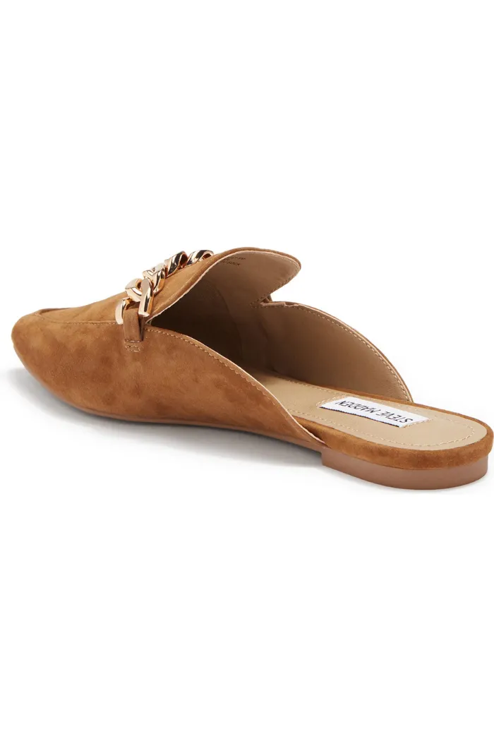 Faine Pointed Toe Mule - Cognac Suede