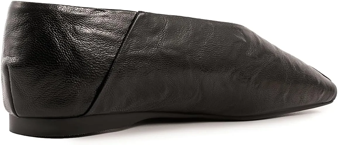 Fandimeier Women's Leather Ballet Flats Squared Toe Comfortable Dressy Slip On Walking Shoes for Casual Work