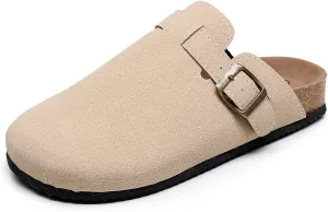 FAYUEKEY Suede Clogs for Women Footbed Mules with Arch Support