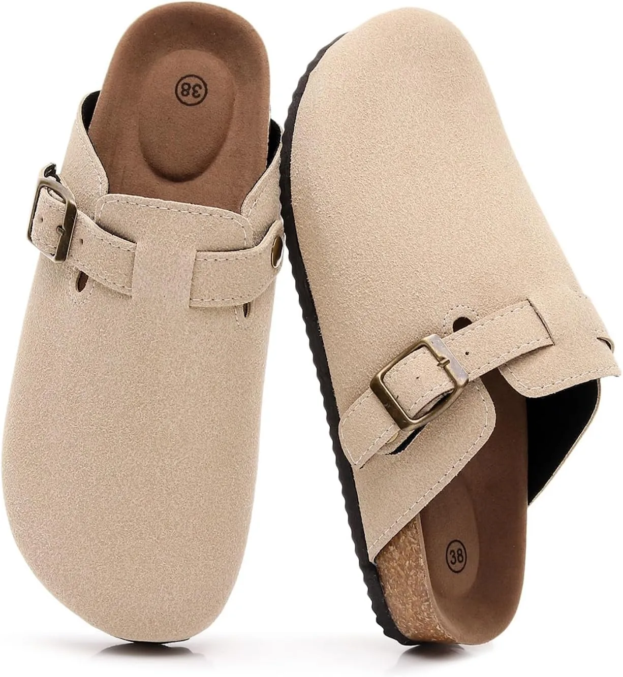 FAYUEKEY Suede Clogs for Women Footbed Mules with Arch Support
