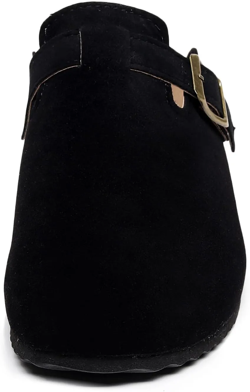 FAYUEKEY Suede Clogs for Women Footbed Mules with Arch Support
