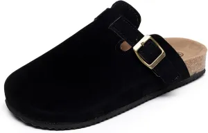 FAYUEKEY Suede Clogs for Women Footbed Mules with Arch Support