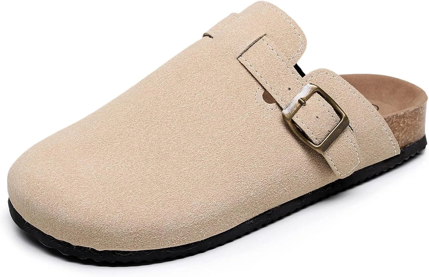 FAYUEKEY Suede Clogs for Women Footbed Mules with Arch Support
