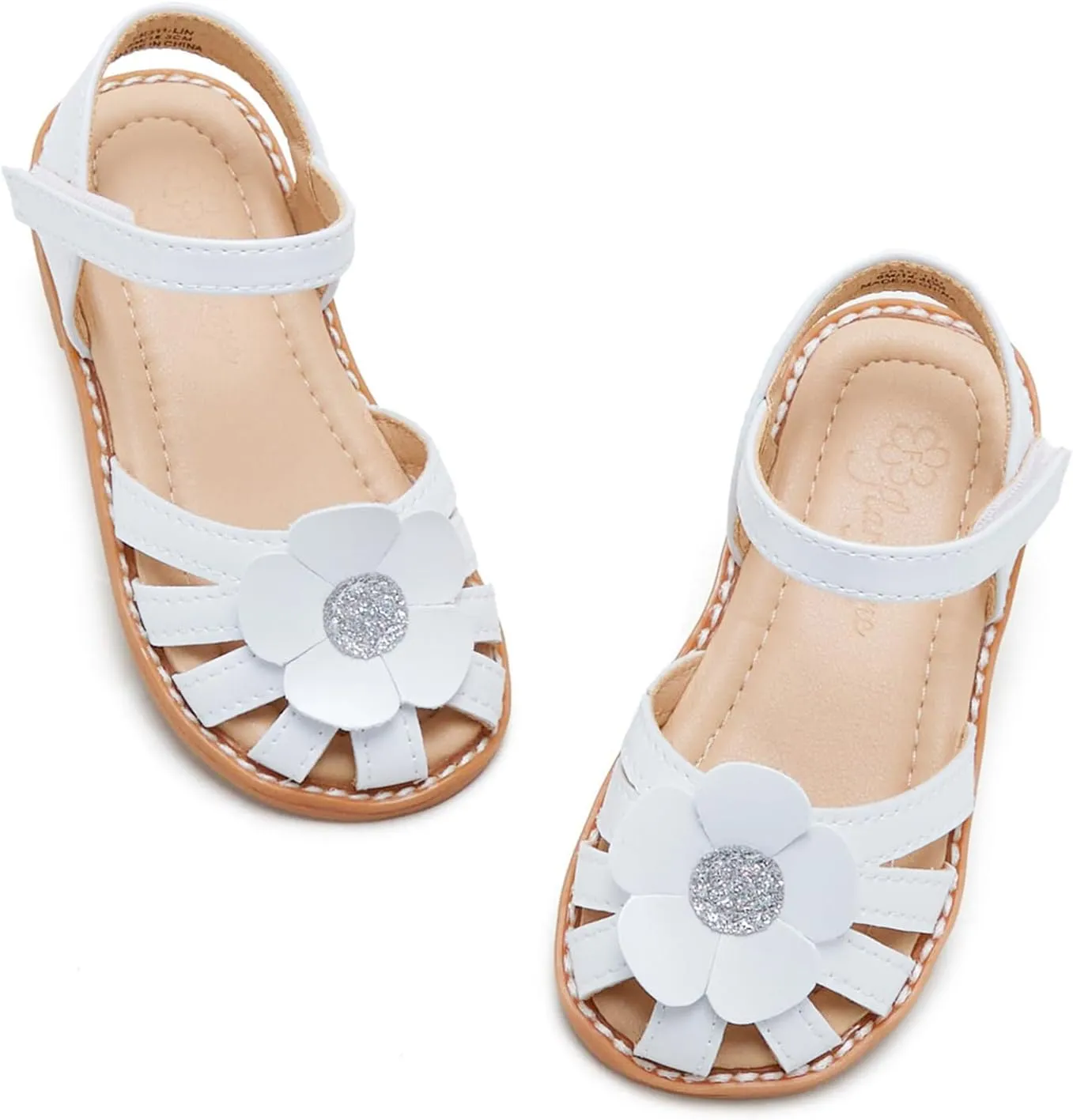 Flaryzone Toddler Little Girls Glitter Flower Open-Toe Flat Dress Sandals Summer Shoes