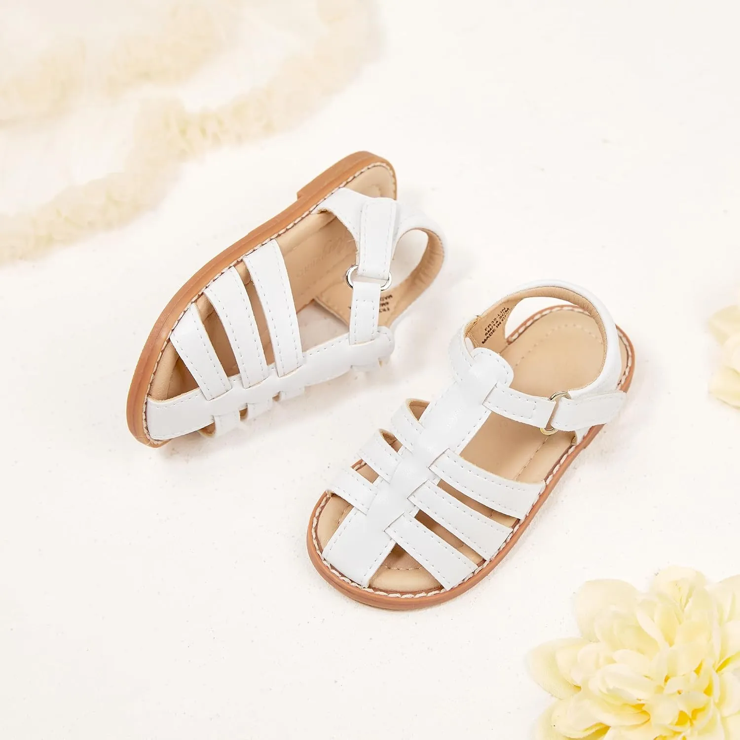 Flaryzone Toddler Little Girls Glitter Flower Open-Toe Flat Dress Sandals Summer Shoes