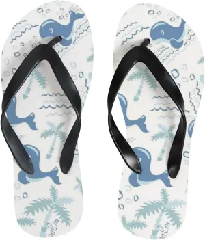 Flip Flops Dolphin Blue Ocean Sea Cute Floral Flower Trees Slide Sandals Summer Beach Slippers Thong Sandal Casual Yoga Mat Flat Slides for Women Men