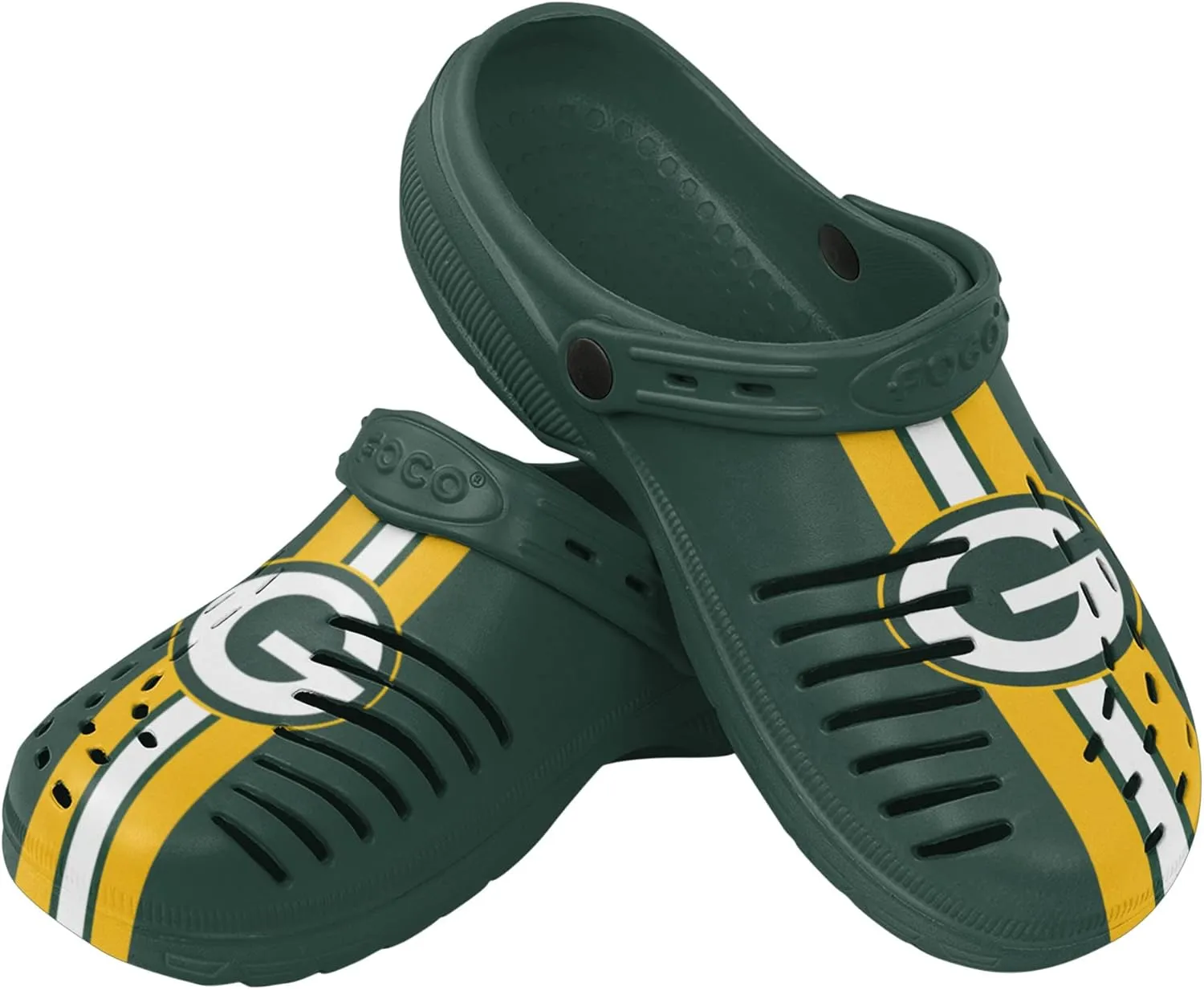 FOCO Men's NFL Logo Team Stripe Garden Water Sandals Shoes Slipper Clogs with Strap, 11-12