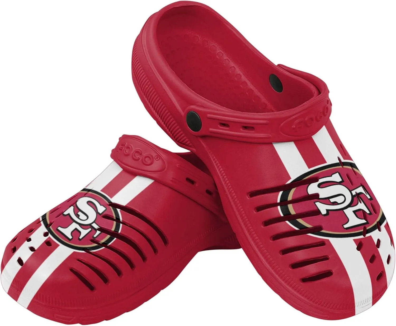FOCO Men's NFL Logo Team Stripe Garden Water Sandals Shoes Slipper Clogs with Strap, 13-14
