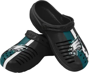 FOCO Men's NFL Logo Team Stripe Garden Water Sandals Shoes Slipper Clogs with Strap, 7-8