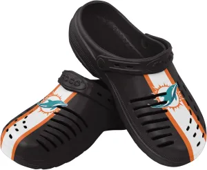 FOCO Men's NFL Logo Team Stripe Garden Water Sandals Shoes Slipper Clogs with Strap, 9-10