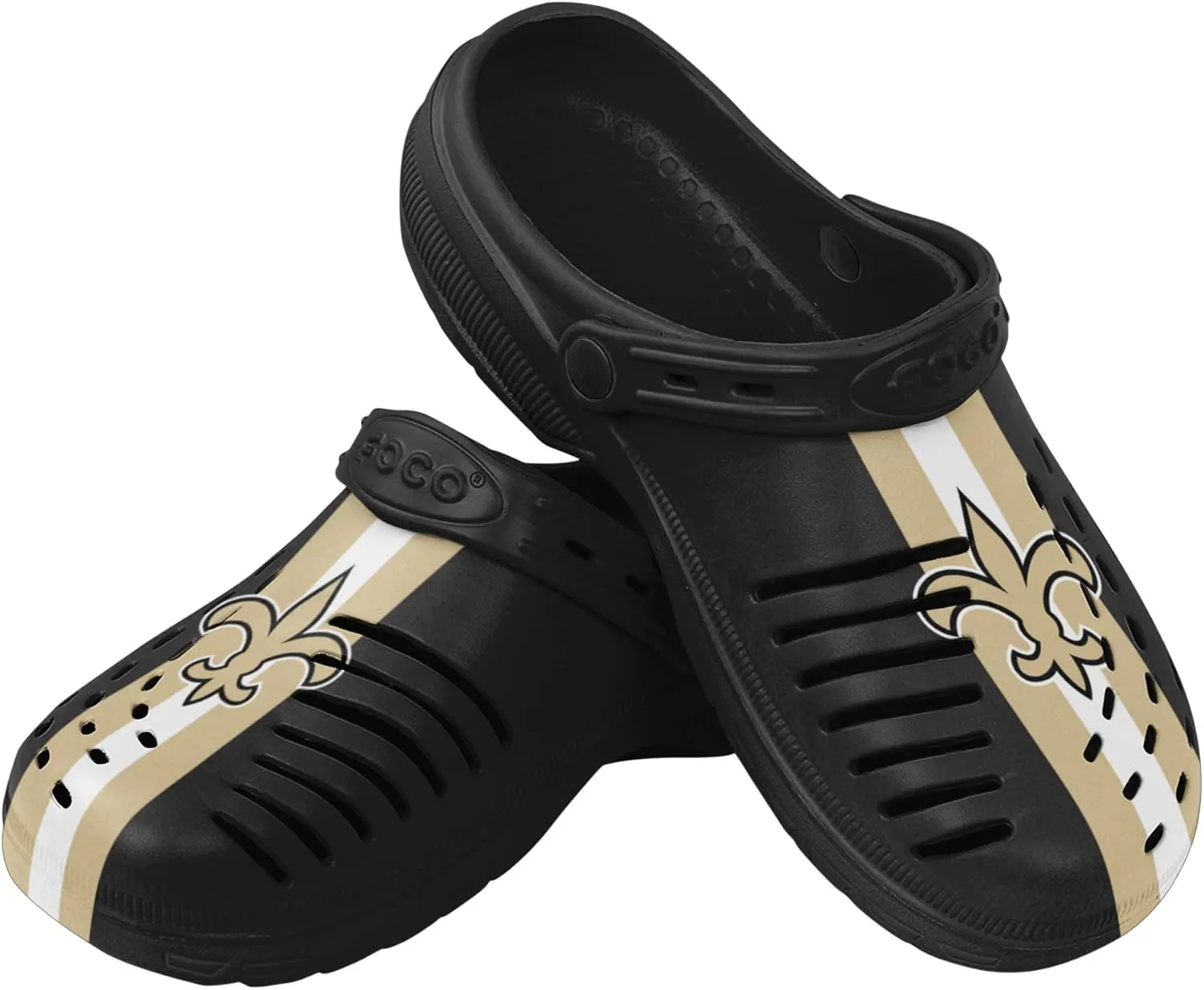 FOCO Men's NFL Logo Team Stripe Garden Water Sandals Shoes Slipper Clogs with Strap, 9-10