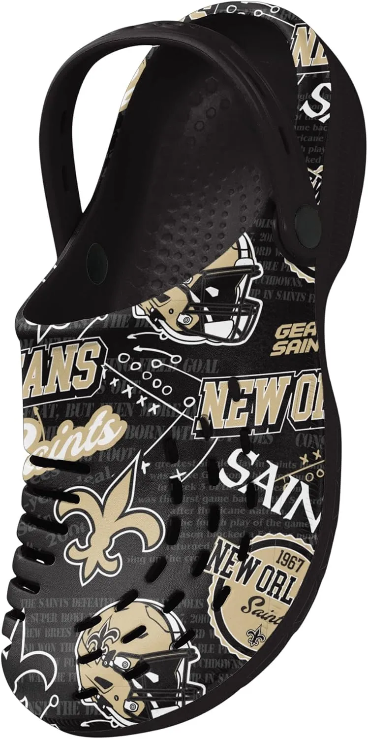 FOCO Men's NFL Team Logo Historic Print Garden Water Sandals Shoes Slipper Clogs with Strap