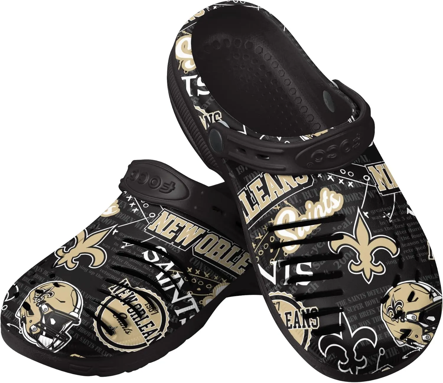 FOCO Men's NFL Team Logo Historic Print Garden Water Sandals Shoes Slipper Clogs with Strap