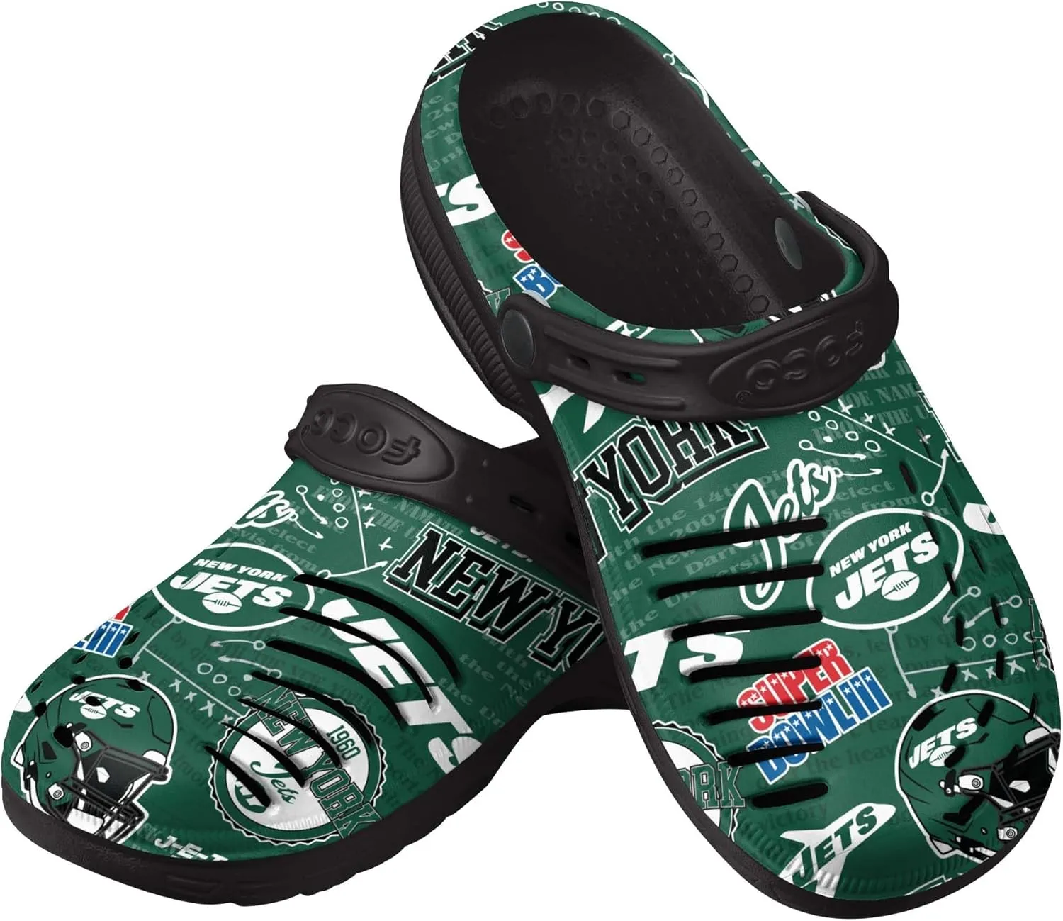 FOCO Men's NFL Team Logo Historic Print Garden Water Sandals Shoes Slipper Clogs with Strap