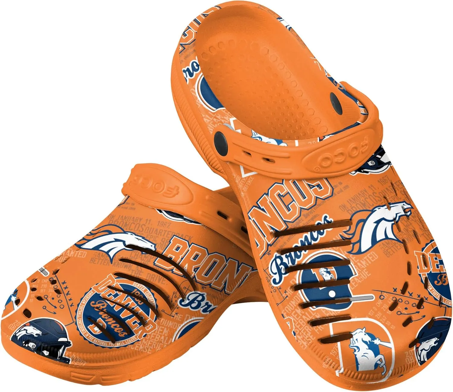 FOCO Men's NFL Team Logo Historic Print Garden Water Sandals Shoes Slipper Clogs with Strap