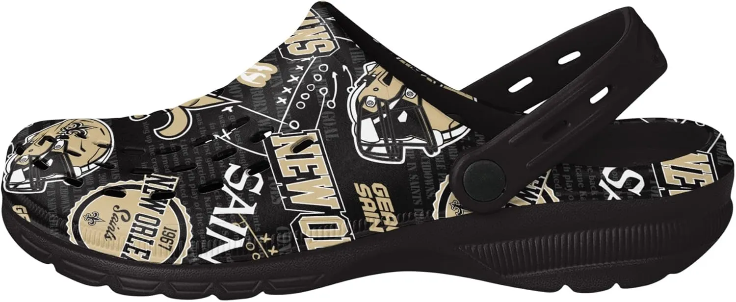 FOCO Men's NFL Team Logo Historic Print Garden Water Sandals Shoes Slipper Clogs with Strap
