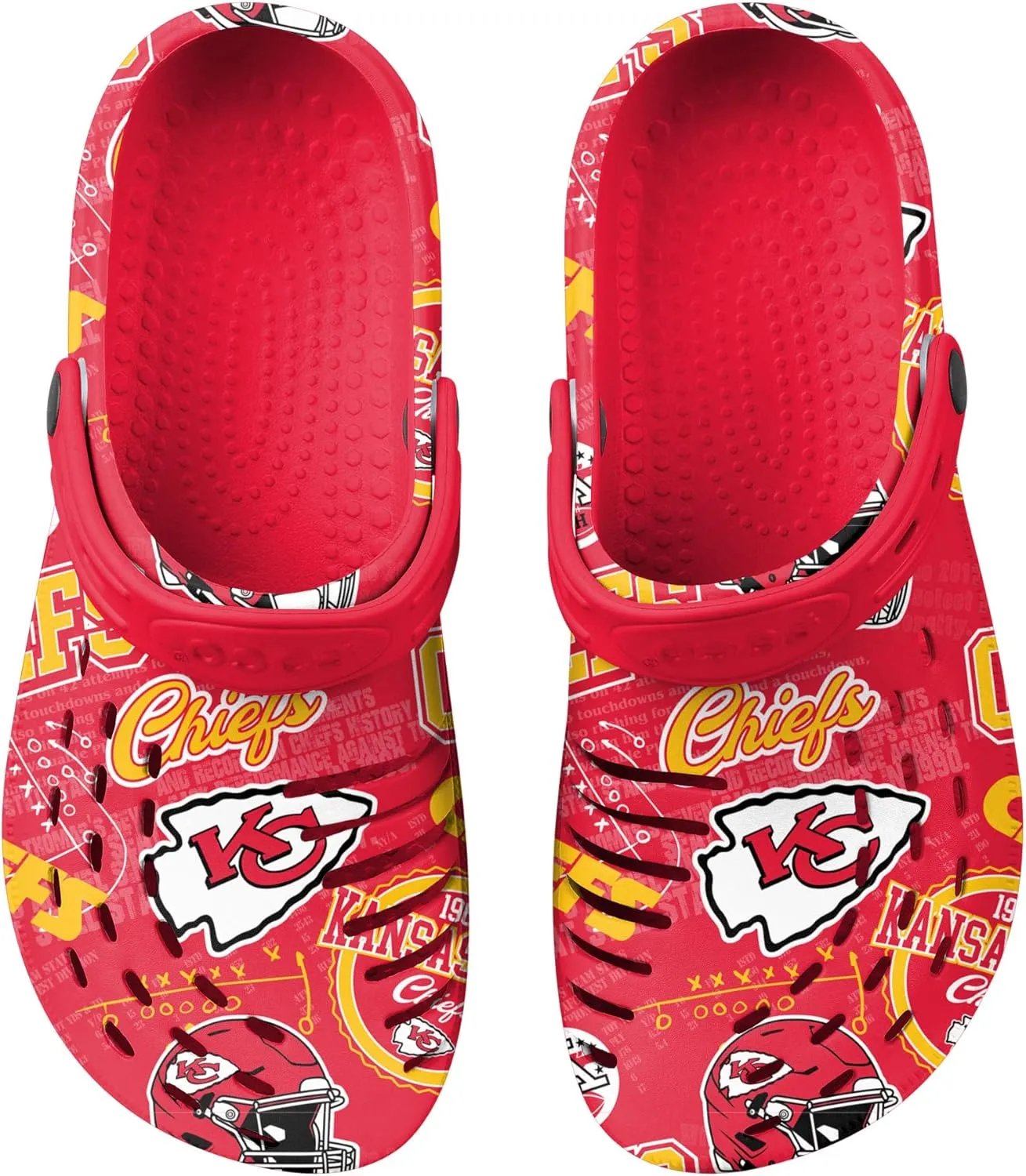 FOCO Men's NFL Team Logo Historic Print Garden Water Sandals Shoes Slipper Clogs with Strap