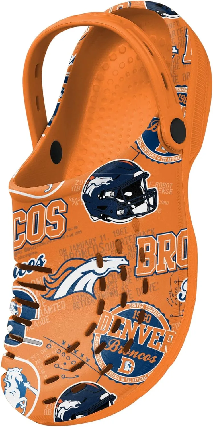 FOCO Men's NFL Team Logo Historic Print Garden Water Sandals Shoes Slipper Clogs with Strap