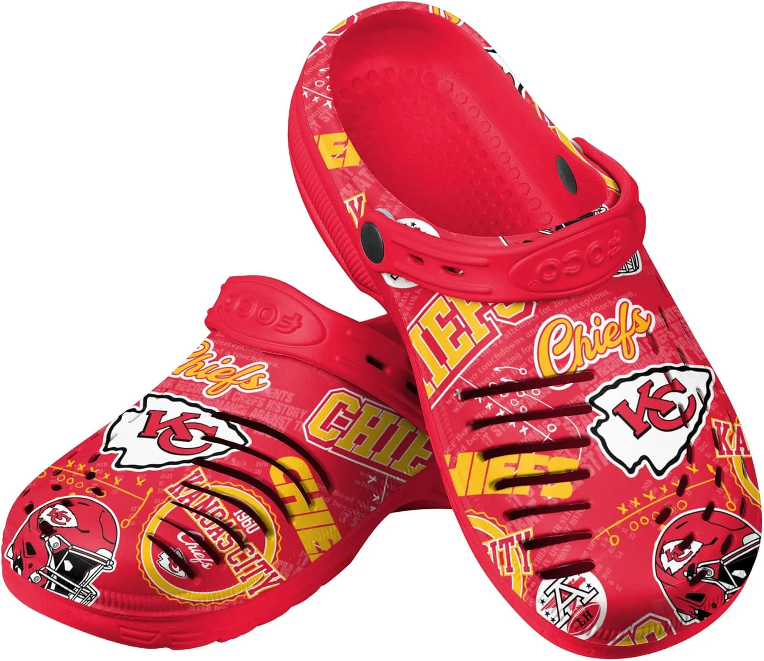 FOCO Men's NFL Team Logo Historic Print Garden Water Sandals Shoes Slipper Clogs with Strap