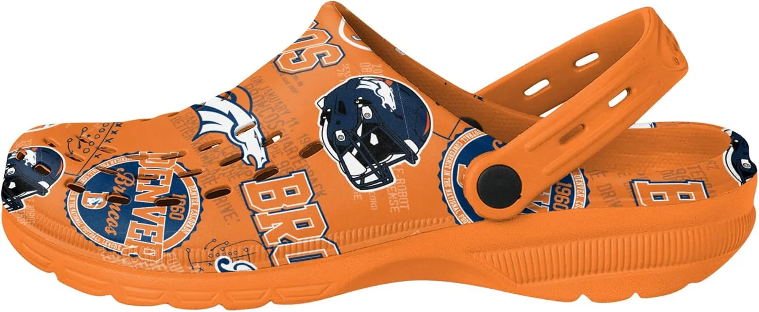 FOCO Men's NFL Team Logo Historic Print Garden Water Sandals Shoes Slipper Clogs with Strap