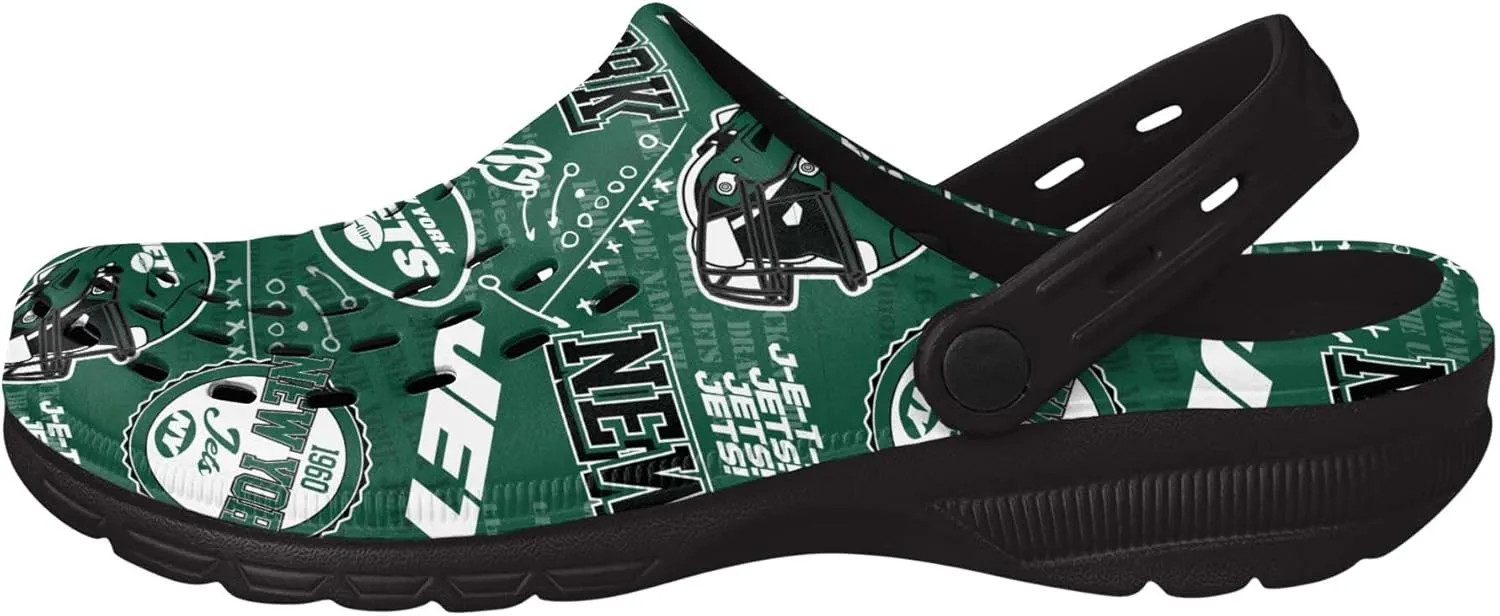 FOCO Men's NFL Team Logo Historic Print Garden Water Sandals Shoes Slipper Clogs with Strap