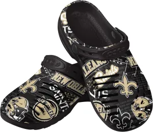FOCO Men's NFL Team Logo Historic Print Garden Water Sandals Shoes Slipper Clogs with Strap