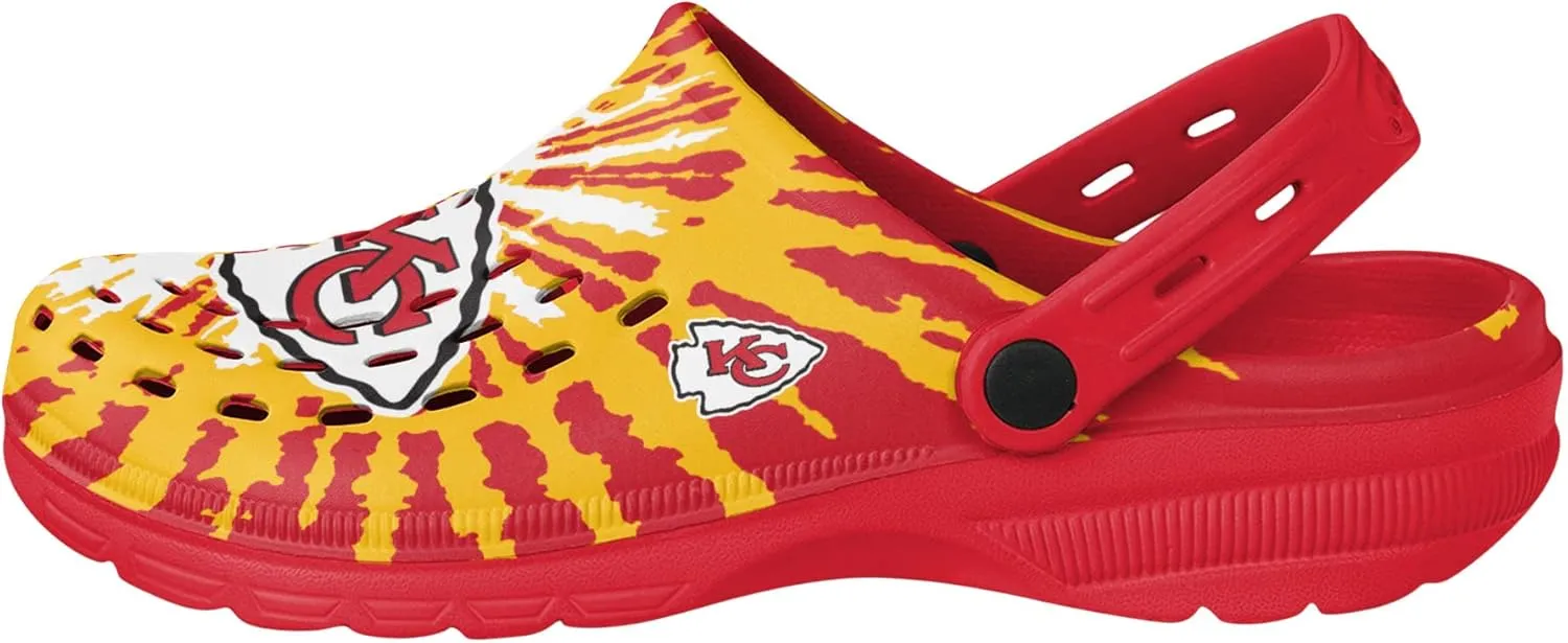 FOCO Men's NFL Team Logo Tie-dye Garden Water Sandals Shoes Slipper Clogs with Strap