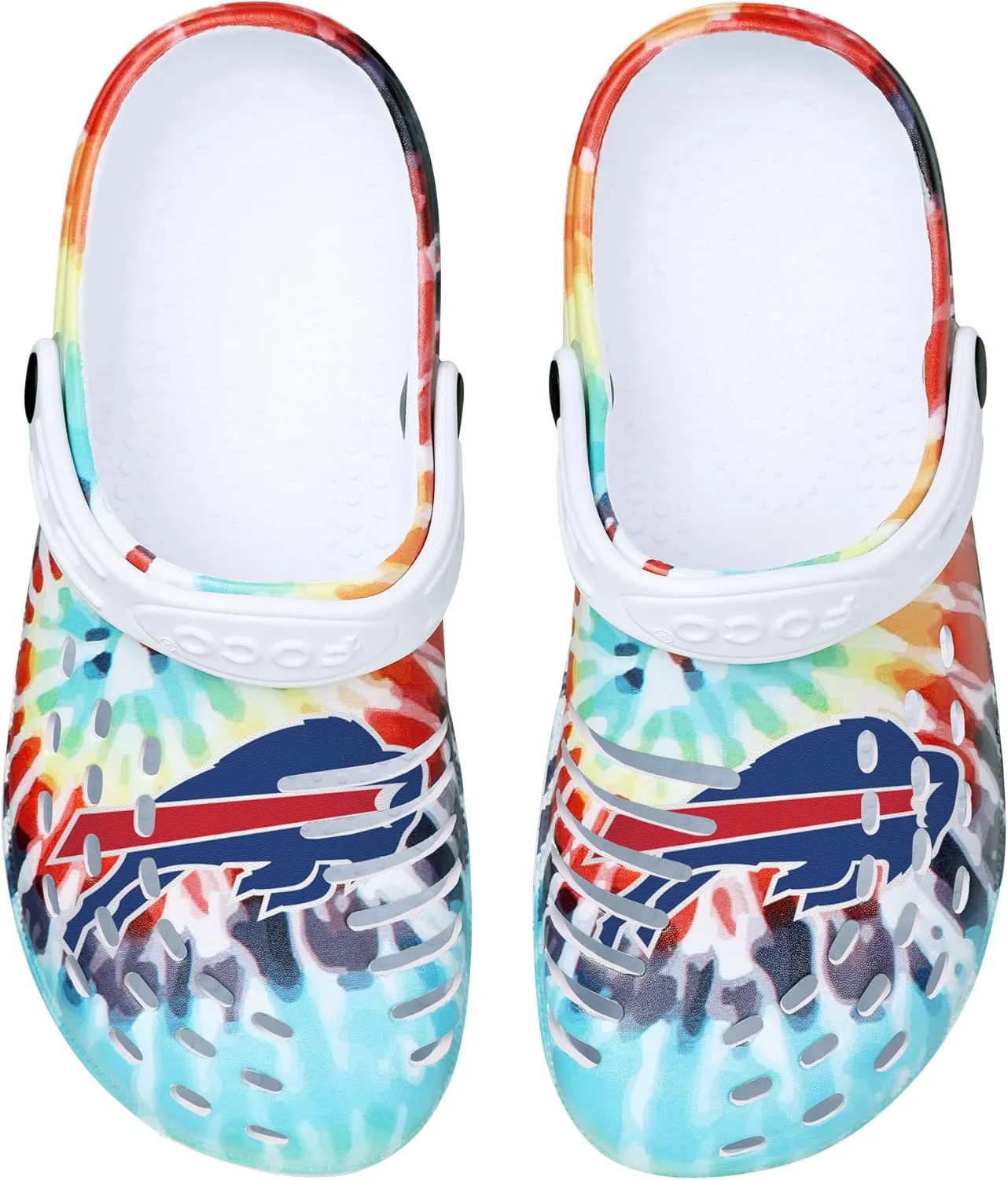 FOCO Women's NFL Team Logo Tie-dye Garden Water Sandals Shoes Slipper Clogs with Strap
