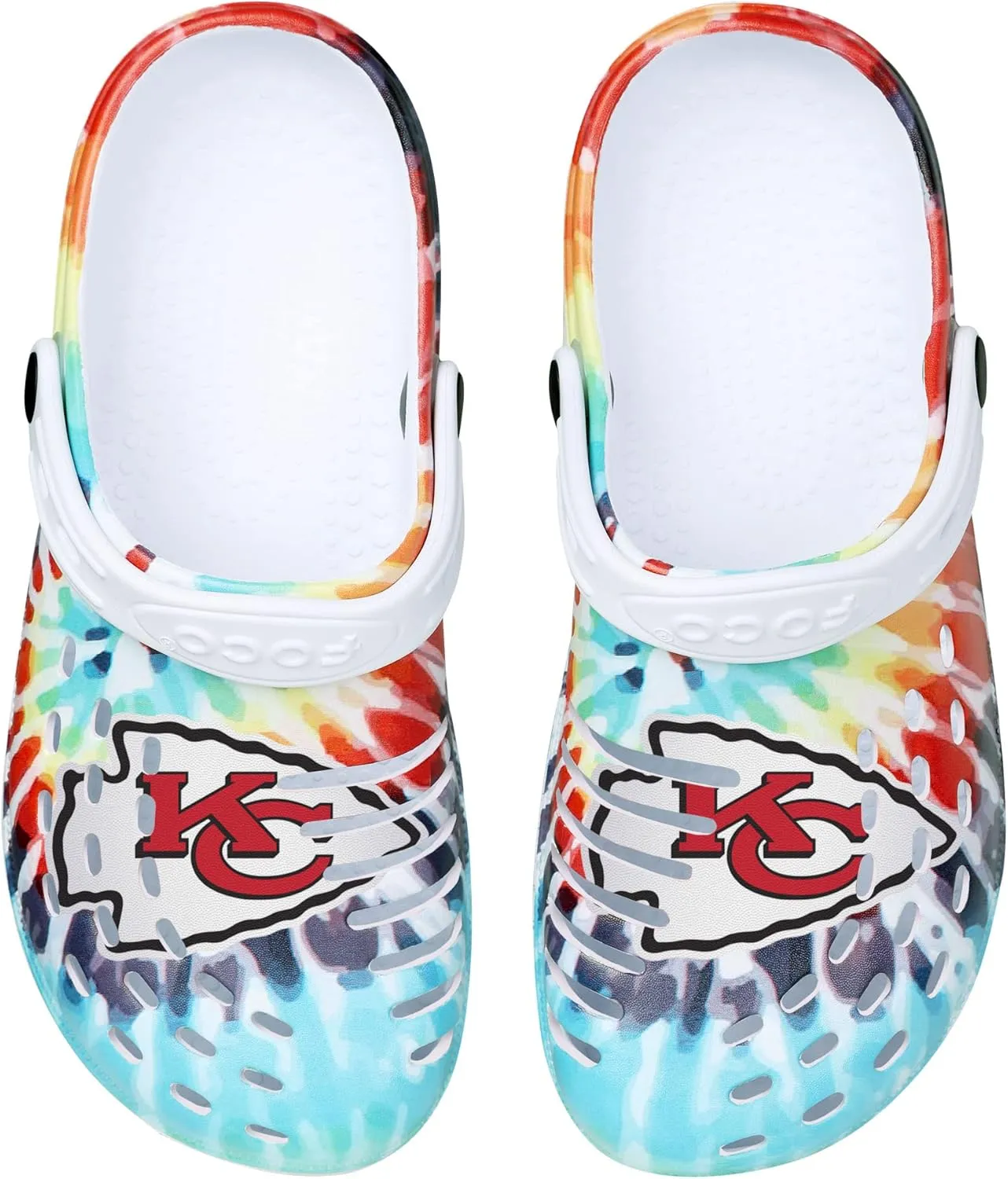 FOCO Women's NFL Team Logo Tie-dye Garden Water Sandals Shoes Slipper Clogs with Strap