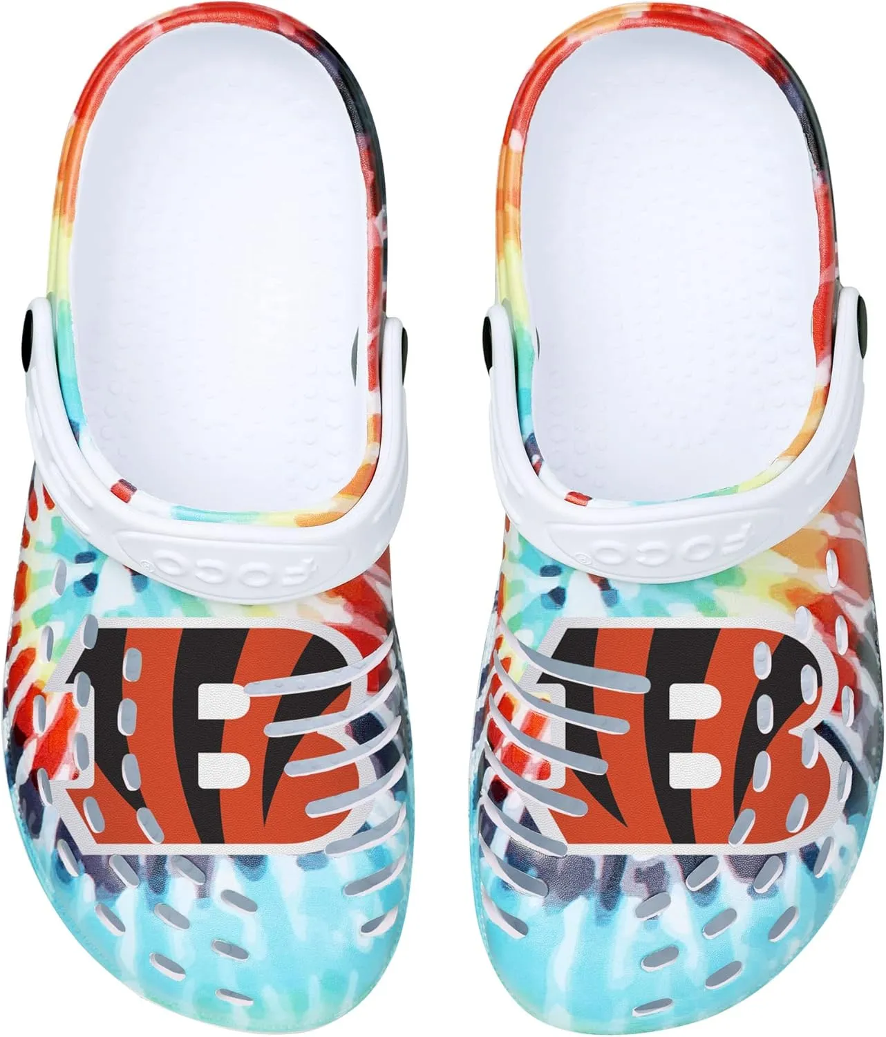 FOCO Women's NFL Team Logo Tie-dye Garden Water Sandals Shoes Slipper Clogs with Strap